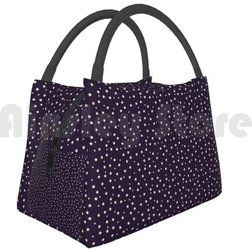 Portable Insulation Bag Deep Purple Starry Night Sky With Pale Yellow Stars Star Starry Deep Purple Night