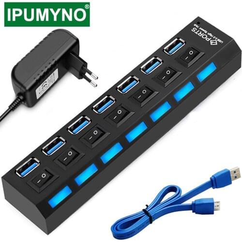 USB 3.0 HUB Multi 4 7 USB Port Splitter With Power Adapter For Macbook Pro Air PC Computer Laptop Accessories Multiple Usb Hab