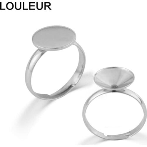 10Pcs/lot Stainless Steel Adjustable Blank Ring Base Cabochons Cameo Setting For DIY Ring Jewelry Findings Making Accessories