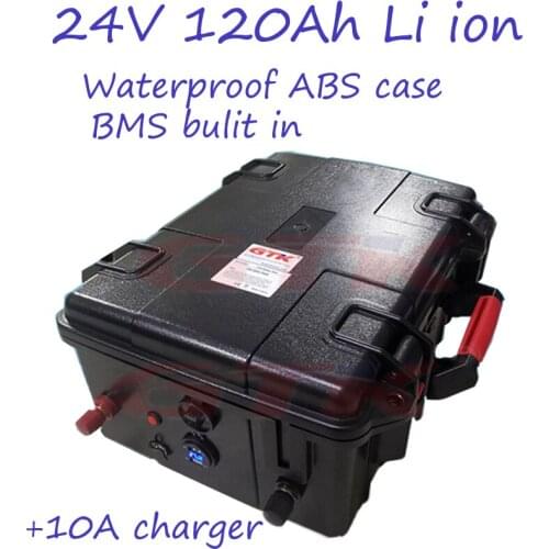 Fishing boat Power supply 24V 120Ah Lithium ion battery pack for electric tricycle fishing boat solar energy+10A Charger