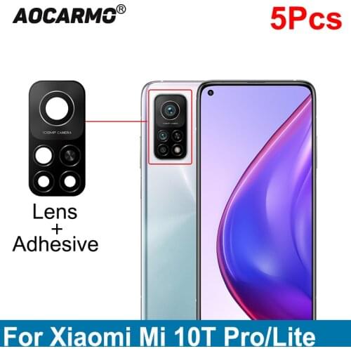 Aocarmo For Xiaomi Mi 10 10T Pro 10Lite Rear Back Camera Lens Glass With Adhesive Replacement Parts