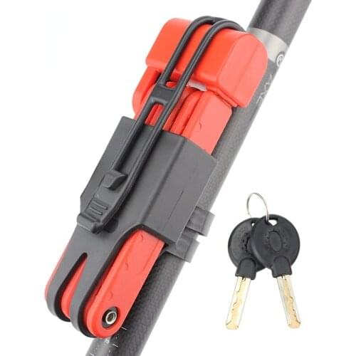 Bicycle Lock Stainless Alloy Steel Folding Lock MTB Road Bike Anti-theft Anti-hydraulic Shear Lock Key Lock Accessories