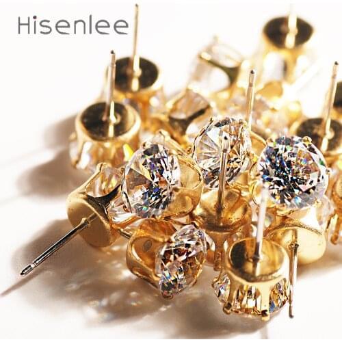 4MM AAA Zircon Engagement women Gold Color Fashion Design CZ Crystal Stud Earrings