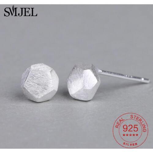 SMJEL 925 Sterling Silver Simple Geometric Earrings Cute Small Hammer Women Stud Earings for Women Gift Sterling Silver Jewelry