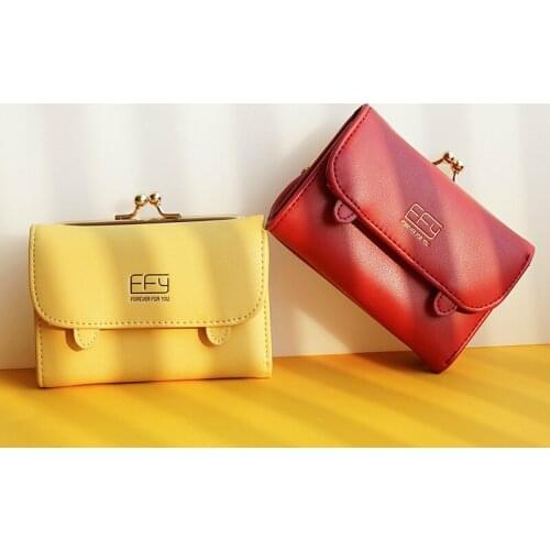 Women Hand Clutch Mini Coin Purses Original Leather Card Holder Sheepskin Small Wallets Metal Frame Change Money Bag