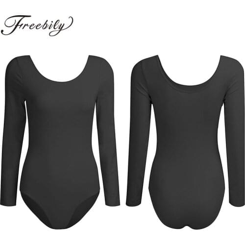 Adult Ballet Dance Leotard for Women Bodysuits Built In Shelf Bra Gymnastics Ballet Leotards Long Sleeve Dance Class Dancewear