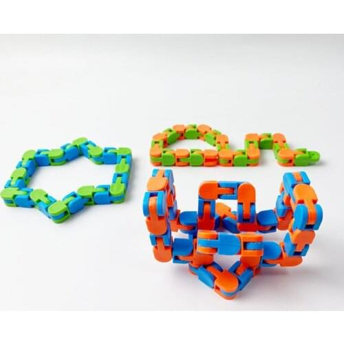 1pc Fidget Toys Colorful Puzzle Sensory Stress Relief Rotate And Shape 24 Bit Decompression Wack Tracks Chain Squeeze Toys Funny