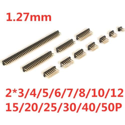 10PCS 1.27mm Double Row Male Pin Header Connector 1.27 Pinheader Through Holes PCB Strip Socket 2*3/4/5/6/7/8/10/12/15/20/40p