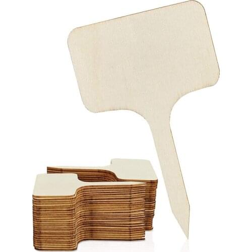 100Pcs Wood Plant Labels, T-Type Wooden Plant Sign Tags Garden Markers for Seed Potted Herbs Flowers (6 x 10 cm)