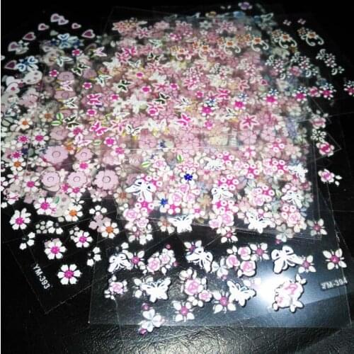 30Sheets Nail Stickers 3d Beauty Sticker Decals for Nails Pink/White Flowers Design Nail Art Charms Manicure Decals Decorations