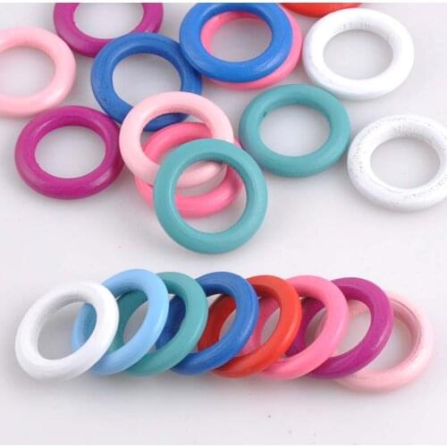 32mm Mixed Color wood teething beads - Wooden Ring 20mm - Great for Jewelry, Teethers, Ring Toss Games and More 20pcs MT1444X