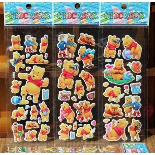 3D Cartoon winnie the pooh stickers Kids Toys Bubble stickers Teacher baby Gift Reward PVC Christmas gift