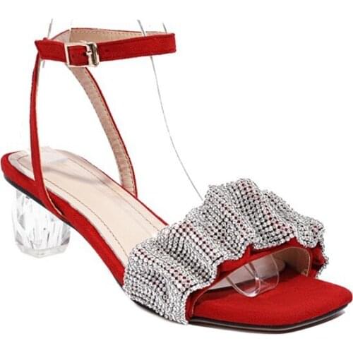 BLXQPYTHOT 2021 New Designer Fashion Pumps Crystal High Heel for Women Sexy Peep Toe Sandals Party Wedding Ladies Shoes 1902