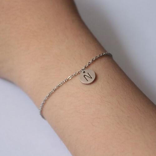1 Pc Simple Initials Stainless Steel Bracelet Charm Letter Bracelets For Cute Women Girls Kids Fashion Jewelry Lucky Gift