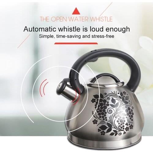 3L Stainless Steel Whistling Tea Kettle With Heat-proof Handle Discoloration Water Kettle For Induction Stove, Gas Stove