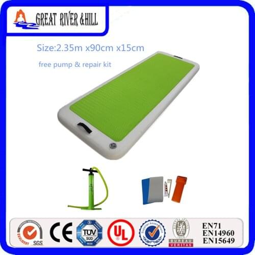 Shipping Inflatable fitness mat for yoga with size 2.35m x0.9m x15cm