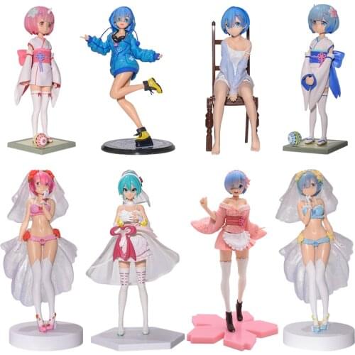 Anime Re:Life In A Different World From Zero Rem Ram kimono Girl PVC Action Figure Ppajamas Chair Rem Model Figurine Toys Gifts
