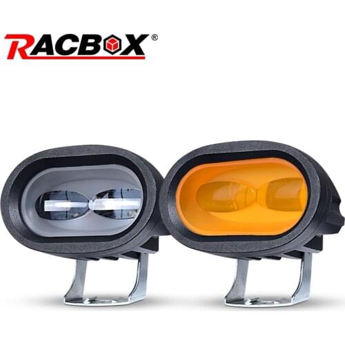 RACBOX 6D Lens Amber LED Work Light Bar Auto Driving Fog Lights Offroad Spotlight Lamp Truck SUV ATV Led Car Retrofit Styling