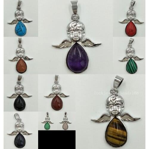 Howlite Opal Malachite Opal Goldstone Aventurine Carnelian Blue Sand Tigers Eye Fairy Pendant Bead 7.5" WB503