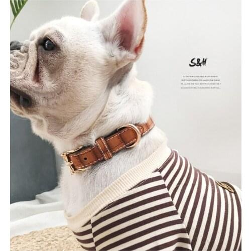 Classical Dog Collar Pet Dog Basic Collar Croc PU Leather Gold Buckle D Ring in Middle High Quality Small/Middle Dog Collars