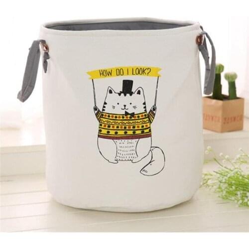 Pattern Laundry Hamper Cotton Rope Woven Handbag Canvas Laundry Basket Storage Bag Baby Toys Bin