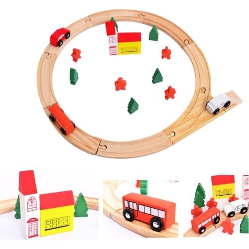 Circular Orbit Wooden Round Track Toys for Children Assembled Train Track Accessories Early Educational Puzzle Toys for Kids
