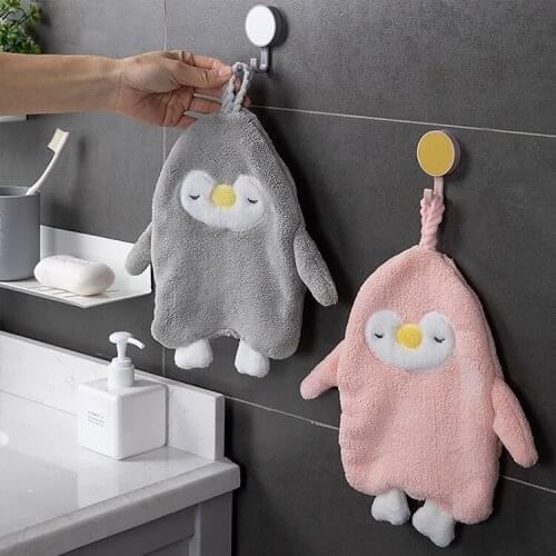 Kitchen Household Penguin Hanging Hand Towel Cute Cartoon Children Paint Towel Strong Wash Dishes Small Tower