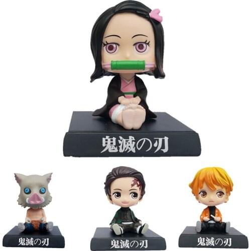 Moving Head Doll One-Piece Car Ornaments Mobile Phone Holder Luffy Chopper Pvc Movable Doll Demon Killer Tanji Lang Shanyi Toys