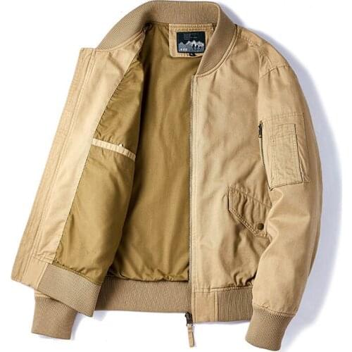 Mcikkny Fashion Men Cargo Classic Jackets And Coats Solid Color Pilot Outwear Top For Male Size M-5XL