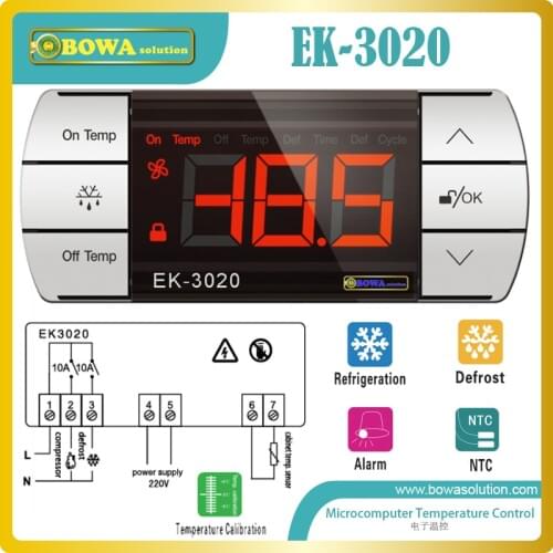 Touch control microcomputer temperature controller EK-3020 suitable for middle or low temperature cold storages, with defrost