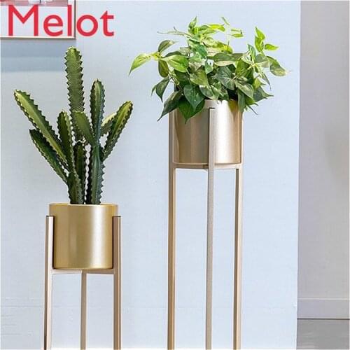 European-Style Fashion Luxury Iron Flower Stand Golden Flower Stand Home Modern Living Room Floor Flower Stand Storage Rack