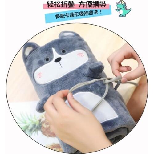 Cartoon Dinosaur Fruit Roll Blanket Air Conditioning Blanket Student and Child Napping Blanket Airplane Car Rest Portable Small