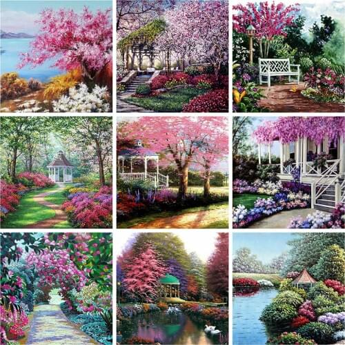 HUACAN 5d Diamond Painting Spring Landscape DIY Mosaic Pictures Full Square Diamond Embroidery Garden Home Decor Kits