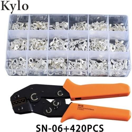 SN-06 420PCS cold-pressed terminal set Crimping Tool with Self-Lock Dupont Ratchet Wire Crimper Pliers
