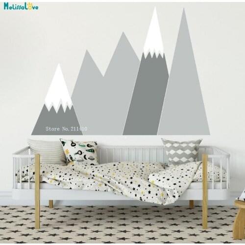 Custom Color Four Mountains Wall Sticker Decal Nursery Nordic Style Home Decor School Nursery Lovely Murals Removable YT2463B