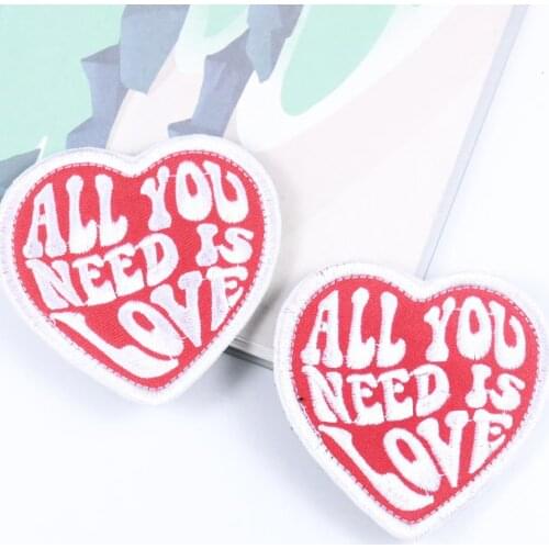 LOVE Heart Letter Embroidery Patch Hook & Loop Sew On Clothing T-shirt Embellished Badge Applique Couples Shirt Clothes Stickers