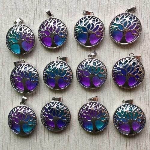 Wholesale 12pcs/lot new fashion 3 colors glass alloy tree of life Pendants for jewelry accessories marking free shipping