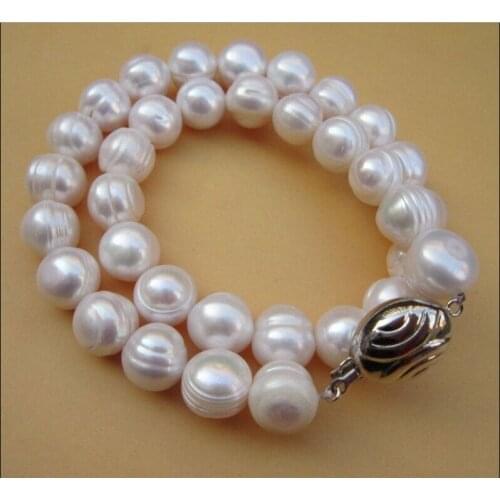 Pretty luster 13-14mmn south sea Genuine white baroque pearl necklace 18" r