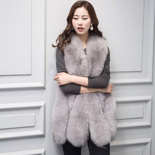 Real Fox Coat Women Clothes Autumn Winter Thick Warm Vest Korean Vintage Fur Waistcoat Jacket Manteau Femme Hiver ZL683