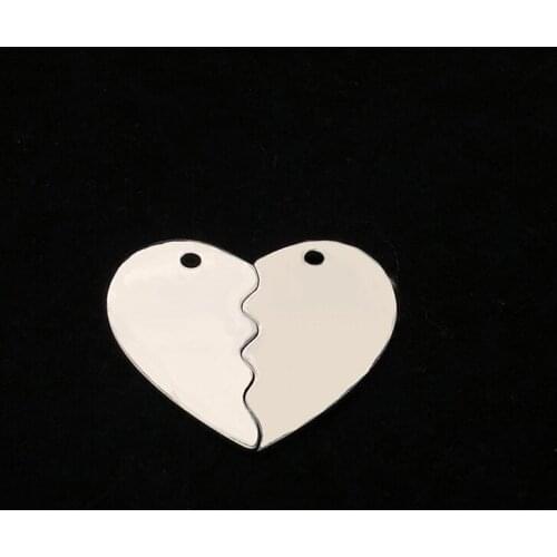 2pcs/set Heart Shape Stainless Steel Charm Pendants Laser Engrave DIY Metal Bracelet Necklace Jewelry Findings Accessories Gift