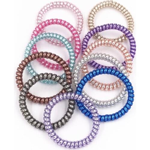 100Pcs/lot Telephone Wire Elastic Hair Bands Women Girls Hair Accessories Rubber Bands Headwear Hair Rope Hair Ties Gum