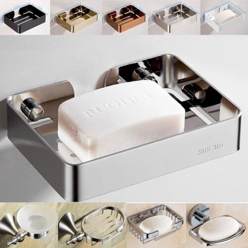 Stainless Steel Soap Dish Bathroom Storage Soap Rack Plate Box Container Wall Storage Rack Holder