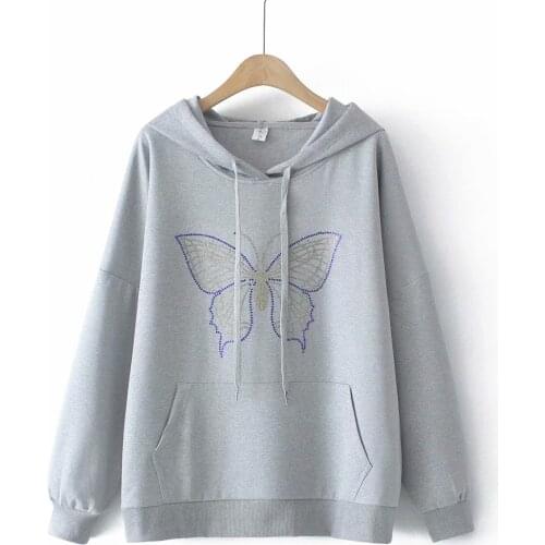 Plus size loose hooded Drop-shoulder sleeves Womens Sweatshirts 2021 kangaroo pocket solid color autum pullover Woman clothes