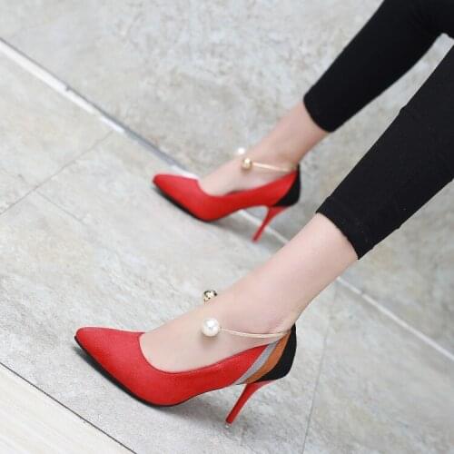 Big Size ladies high heels women shoes woman pumps Fashion trend of high heel, thin heel and pointed single shoes