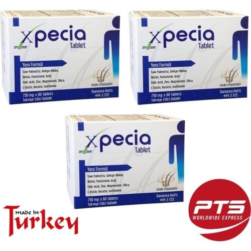 Turkish Brand Xpecia Pharma Hair Scalp Treatment Natural Nutrition Product For Men 3 Box 180 Tablets Repair Lock Hair Growth