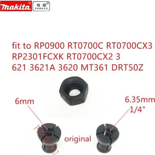 Collet Cone for MAKITA 763637-1 1/4" 6.35mm 763615-1 RP0900 RT0700C RT0700CX3 RP2301FCXK RT0700CX2 3621 3621A 3620 MT361 DRT50Z