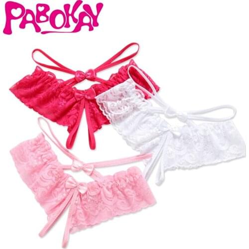 Japanese Hot Sexy Underwear Female Transparent Temptation Low Waist Lace Open Ultra-thin Breathable Briefs