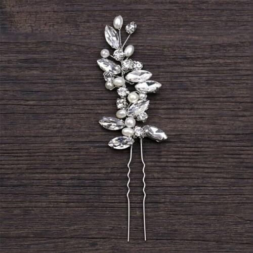 L93F Bride Hairpins Rhinestone Pearl Women Jewelry Headwear Hair Decoration Wedding