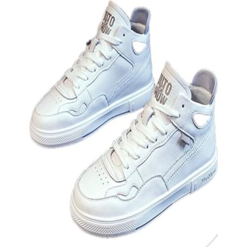 High-top White Shoes 2021 New Spring And Autumn Thin Casual Shoes Flat Leather Summer Womens Shoes Ins Tide