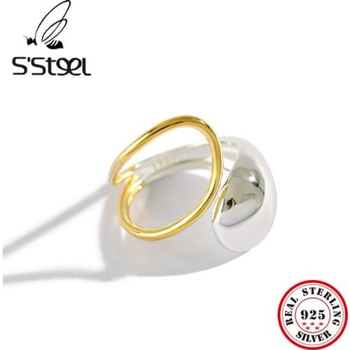 SSTEEL Ring 925 Sterling Silver For Women Water Drop Minimalist Opening Gold Rings Anillos De Plata De Ley 925 Mujer Jewellery